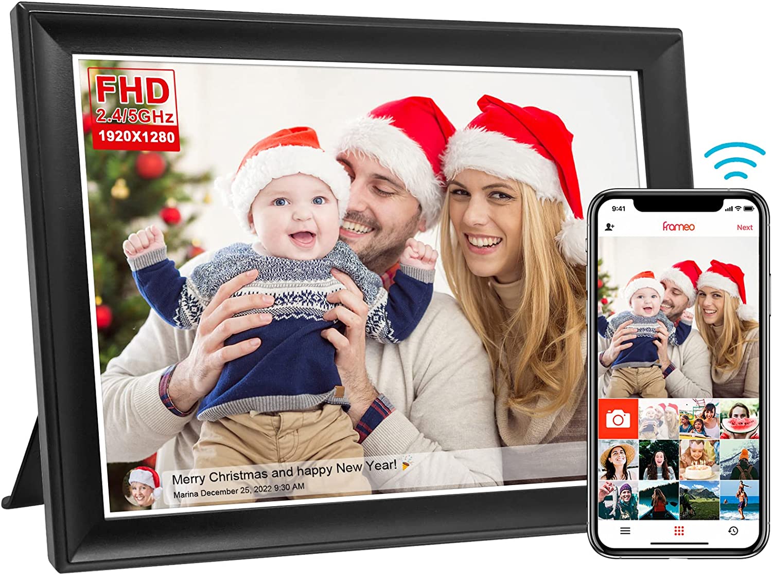 FRAMEO 10.1 Inch Smart WiFi Digital Photo Frame 1280x800 IPS LCD Touch  Screen, Auto-Rotate Portrait and Landscape, Built in 32GB Memory, Share  Moments