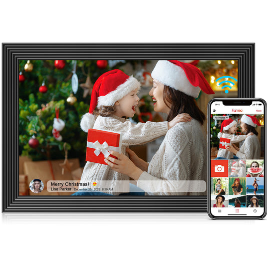 FRAMEO WiFi Digital Photo Frame, 10.1 Inch Digital Picture Frame, 1280x800 IPS LCD Touch Screen, Auto-Rotat Built in 16GB Memory, Share Moments Instantly via Frameo App from Anywhere, New Model Black