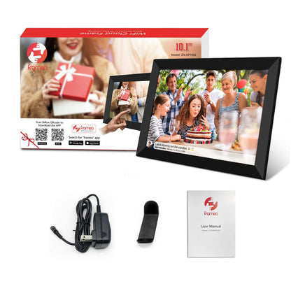 FRAMEO Digital Photo Frame WiFi 10.1 Inch HD IPS LCD Touch Screen, 16GB Memory, Auto-Rotate, Wall-Mountable, Easy Setup to Share Photos & Videos via Free App from Anywhere