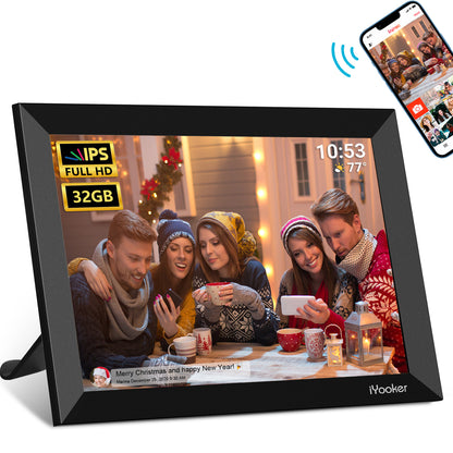 iYooker Digital Photo Frame, 10.1 Inch WiFi Digital Picture Frame with 1280x800 IPS HD Touch Screen, 32GB Storage Auto-Rotate Wall Mountable Easy Share Photos or Videos via Frameo App from Anywhere