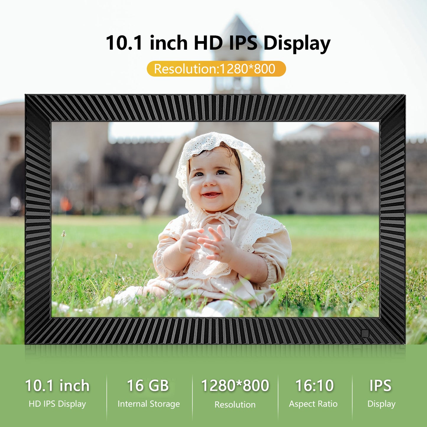 FRAMEO 10.1 inch WiFi Digital Picture Frame with Internal Storage Smart Digital Photo Frame with IPS Touch Screen 1280x800 HD Electronic Picture Frame Share Photos and Videos Instantly via Frameo APP