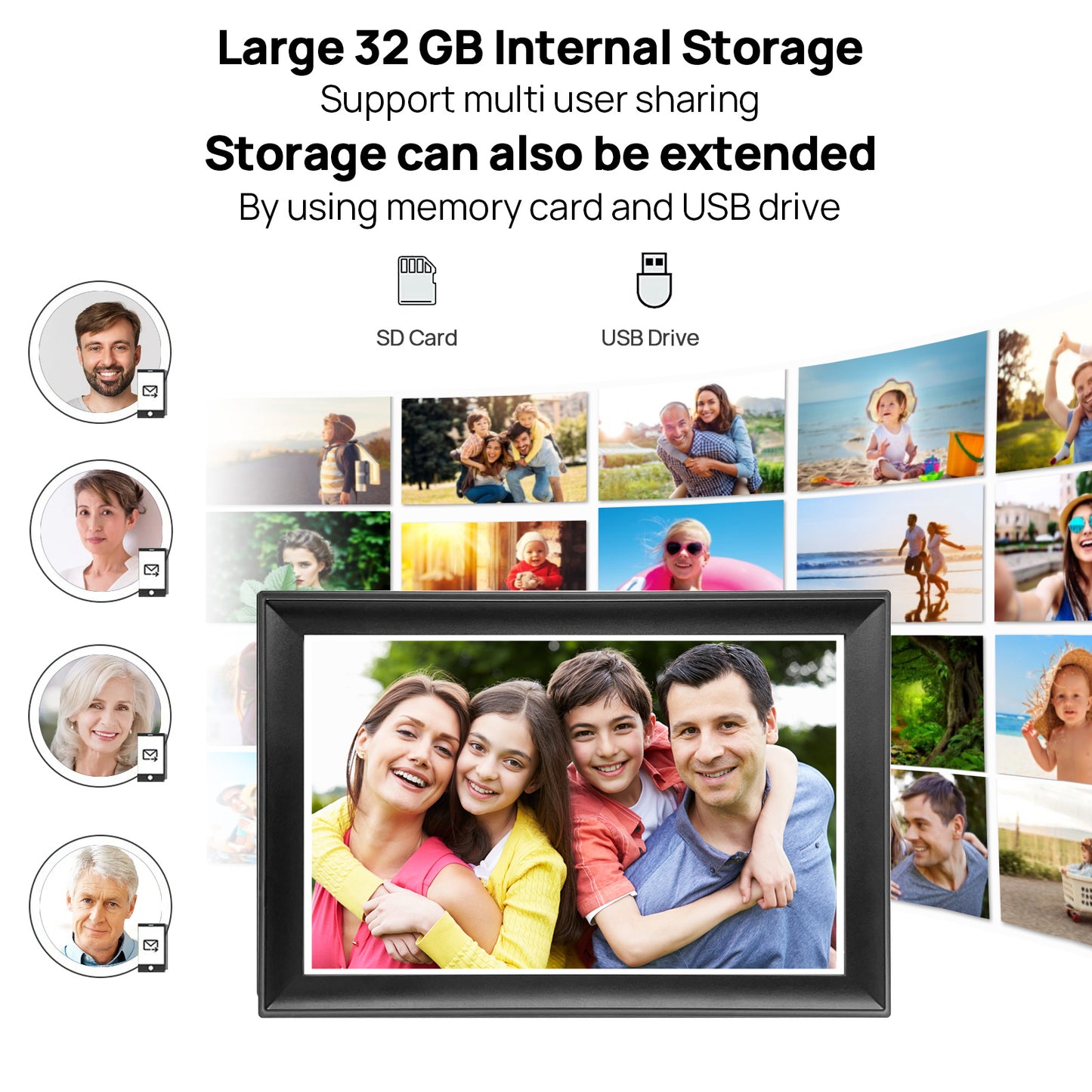 FRAMEO 10.5 Inch Smart WiFi Digital Photo Frame 1920x1280 FHD IPS LCD Touch Screen, Auto-Rotate, 32GB Storage, Support SD Card & USB Drive, Share Moments Instantly via Frameo App from Anywhere