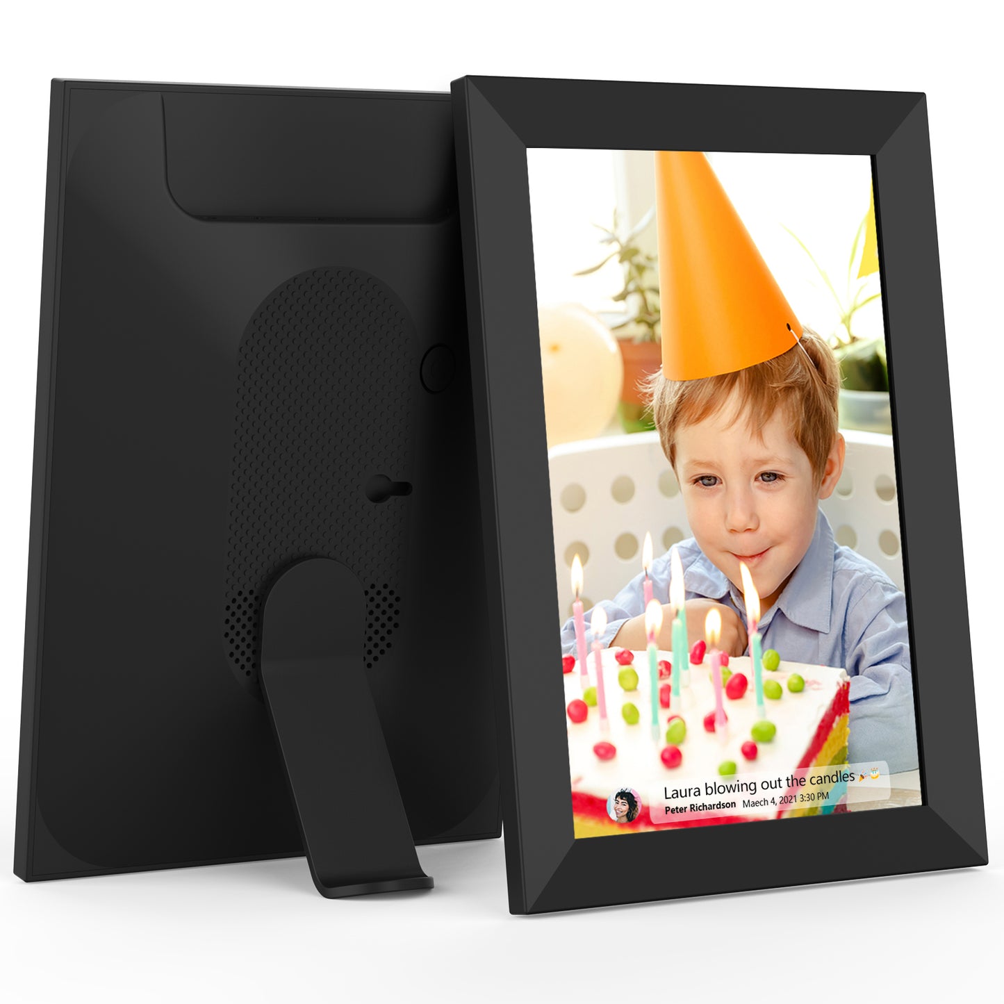 FRAMEO Smart Digital Picture Frame WiFi Cloud 10.1 Inch HD 1280x800 IPS Touch Screen Digital Frame with 16GB Storage Easy Setup to Share Photos or Video via Frameo APP Auto-Rotate Wall Mountable Black