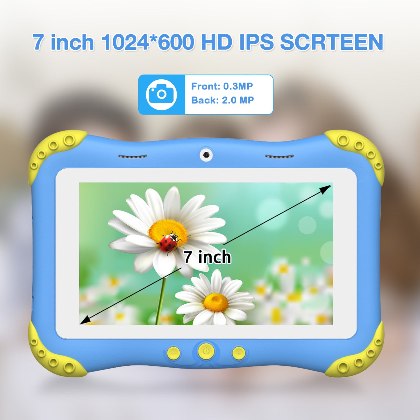 Kids Tablet 7 inch Android 11 Tablet for Kids(Ages 3-12), 2GB RAM 32GB ROM 128GB Expand, Toddler Tablet with WiFi, Bluetooth, GMS, Parental Control, Shockproof Case, Google Play, YouTube, Netflix