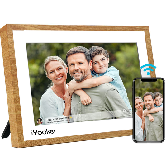 iYooker 𝟯𝟮𝗚𝗕 SSA Digital Photo Frame, 10.1" WiFi Digital Picture Frame with 1280x800 HD IPS Touchscreen, USB Drive/SD Card, Auto-Rotate Wall Mountable, Easy Share Photos/Videos via SSA App from Anywhere