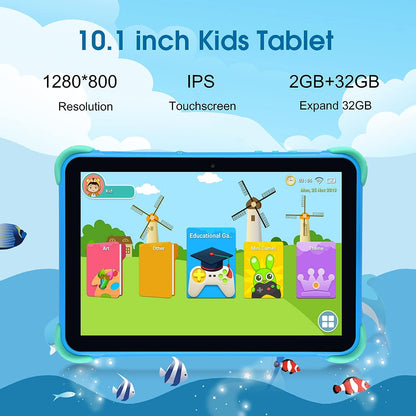 Kids Tablet 10 inch Tablet for Kids Android 11.0 WiFi Kids Tablets for Toddlers, 2GB RAM 32GB ROM, Quad Core Processor, 1280x800 IPS, Parental Control, GMS, Dual Cameras, WiFi, Bluetooth for Kids