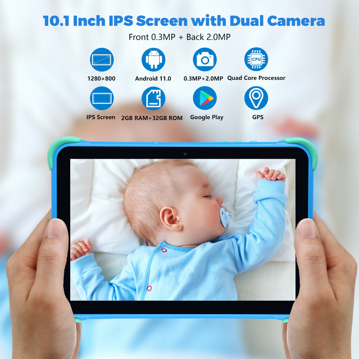 10.1 Inch Kids Tablet Android 11 Tablet for Kids 2GB 32GB Toddler Tablet APP Preinstalled & Parent Control Kids Education Children Tablet with WiFi, Dual Camera, Netflix, YouTube, Google Play Store