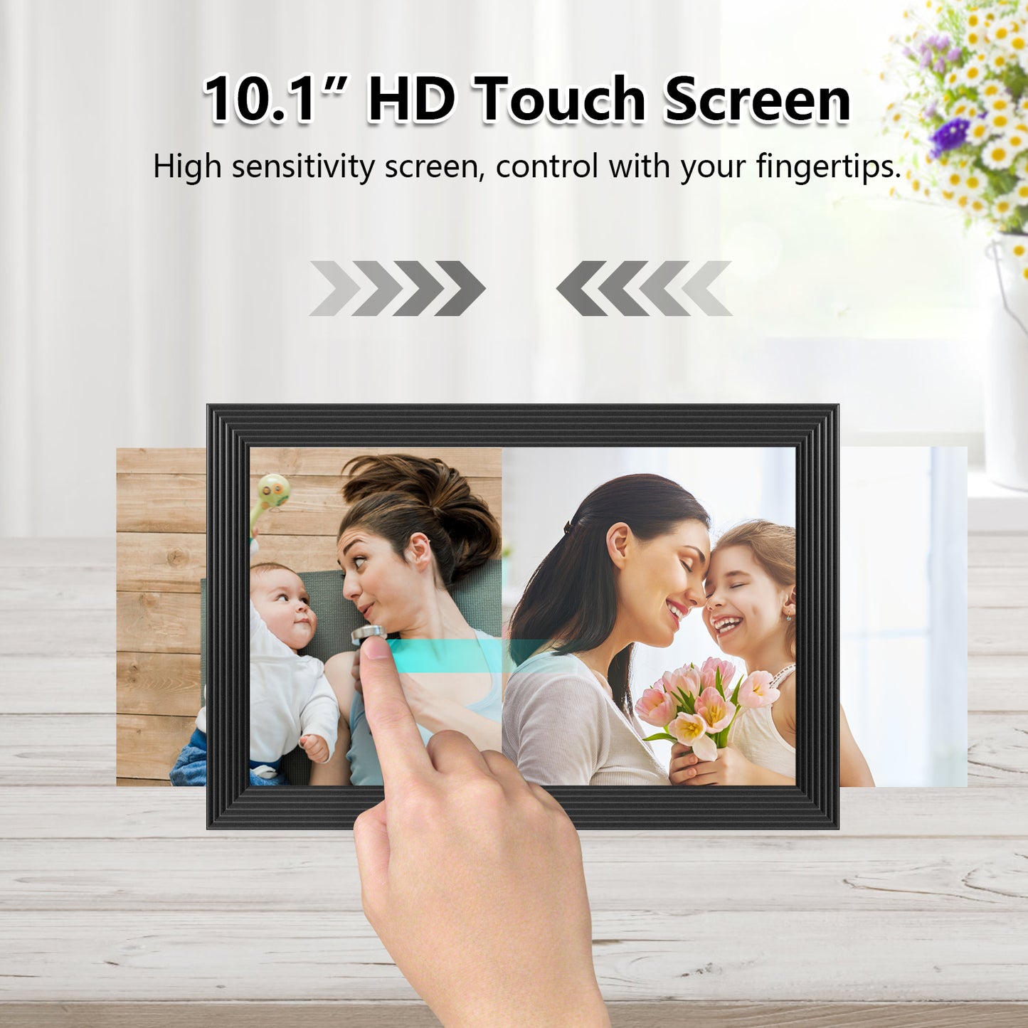 FRAMEO WiFi Digital Photo Frame, 10.1 Inch Digital Picture Frame, 1280x800 IPS LCD Touch Screen, Auto-Rotat Built in 16GB Memory, Share Moments Instantly via Frameo App from Anywhere, New Model Black