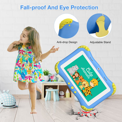 Kids Tablet 7 inch Android 11 Tablet for Kids(Ages 3-12), 2GB RAM 32GB ROM 128GB Expand, Toddler Tablet with WiFi, Bluetooth, GMS, Parental Control, Shockproof Case, Google Play, YouTube, Netflix