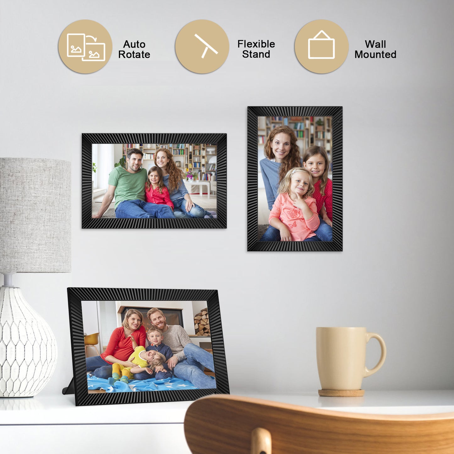 FRAMEO 10.1 inch WiFi Digital Picture Frame with Internal Storage Smart Digital Photo Frame with IPS Touch Screen 1280x800 HD Electronic Picture Frame Share Photos and Videos Instantly via Frameo APP