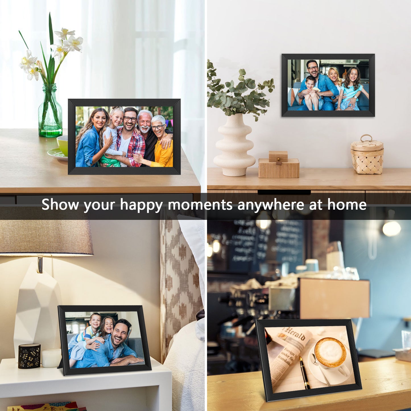 Smart Digital Photo Frame, 10.1 Inch WiFi Digital Picture Frame with 1280x800 IPS Touch Screen, Built-in 32GB Storage, Auto-Rotate, Easy to Share Photos or Videos at Anywhere in The World via App