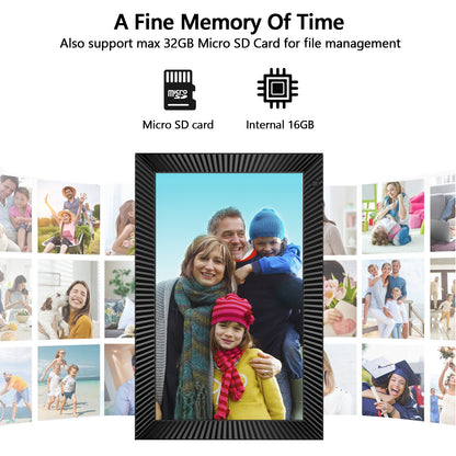 FRAMEO 10.1 inch WiFi Digital Picture Frame with Internal Storage Smart Digital Photo Frame with IPS Touch Screen 1280x800 HD Electronic Picture Frame Share Photos and Videos Instantly via Frameo APP