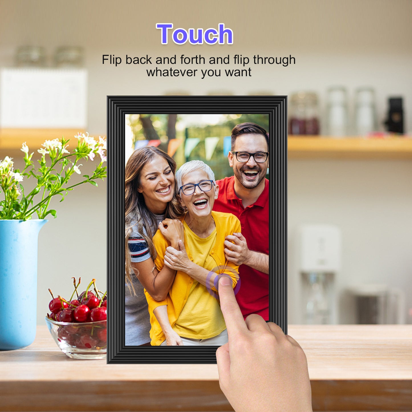 Smart Digital Photo Frame, 10.1 Inch WiFi Digital Picture Frame with 1280x800 IPS Touch Screen, Built-in 32GB Storage, Auto-Rotate, Easy to Share Photos or Videos at Anywhere in The World via App