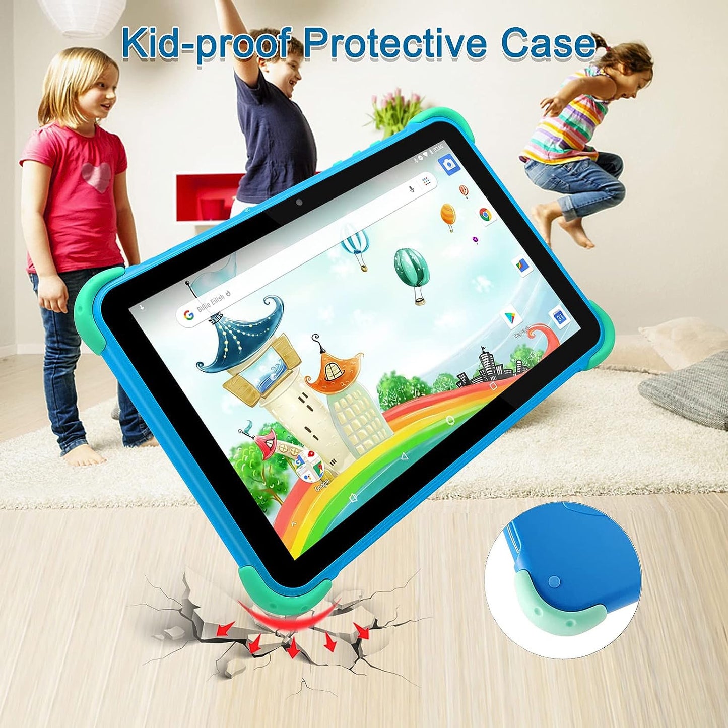 Kids Tablet 10 inch Tablet for Kids Android 11.0 WiFi Kids Tablets for Toddlers, 2GB RAM 32GB ROM, Quad Core Processor, 1280x800 IPS, Parental Control, GMS, Dual Cameras, WiFi, Bluetooth for Kids