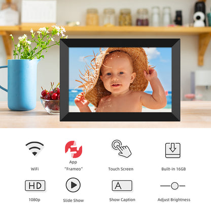 FRAMEO 10.1 Inch WiFi Digital Picture Frame, 1280×800 HD IPS Touch Screen, Smart Frame Share Moments Instantly via App from Anywhere(Black)