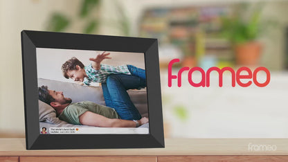 10.1 inch FRAMEO WiFi Digital Picture Frame, IPS Touch Screen Smart Cloud Photo Frame with 16GB Storage, Share Photos or Videos via Free Frameo APP Anywhere Anytime, Auto-Rotate, Wall Mountable