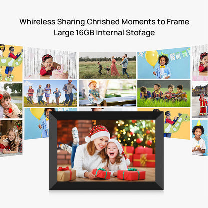 FRAMEO 10.1 Inch WiFi Digital Picture Frame, 1280×800 HD IPS Touch Screen, Smart Frame Share Moments Instantly via App from Anywhere(Black)