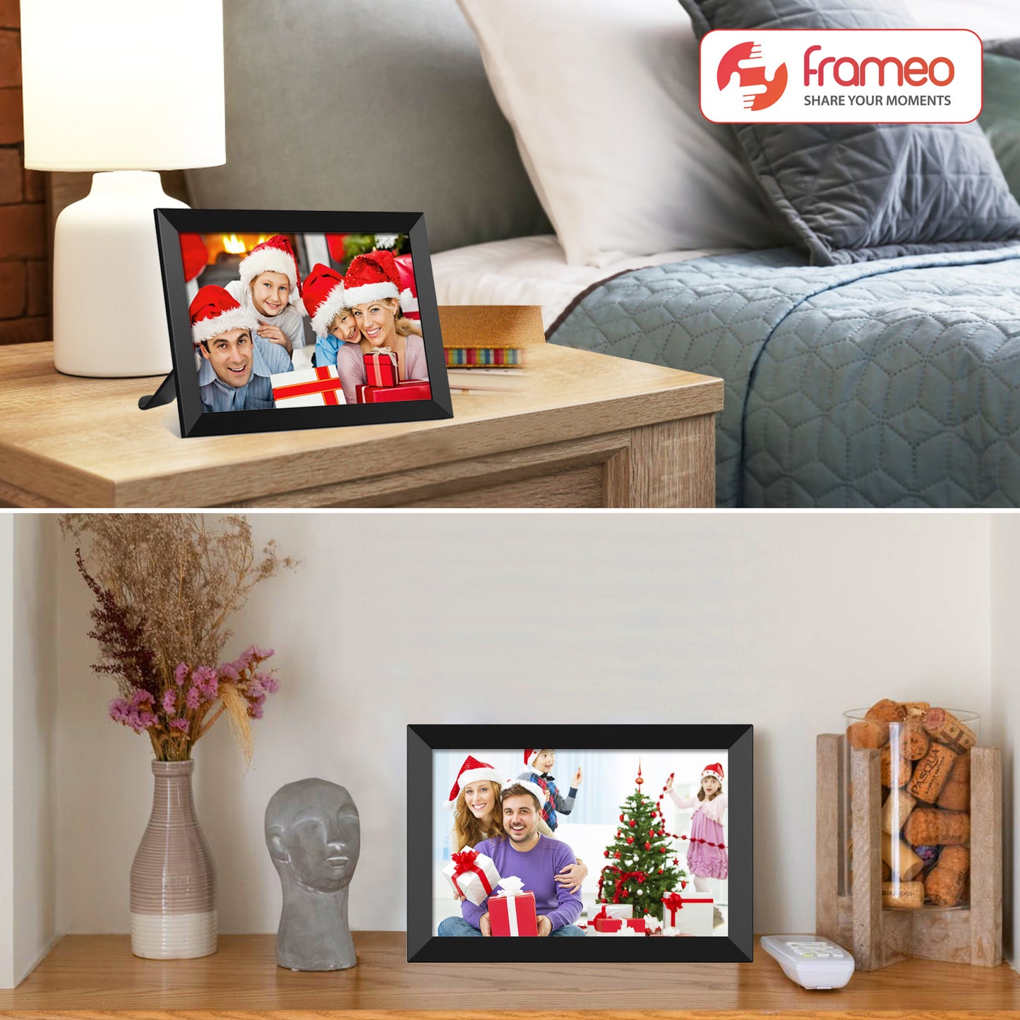 FRAMEO 10.1 Inch WiFi Digital Picture Frame, 1280×800 HD IPS Touch Screen, Smart Frame Share Moments Instantly via App from Anywhere(Black)